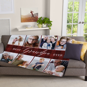 Grandpa & Dad Photo Landscape Plush Blanket