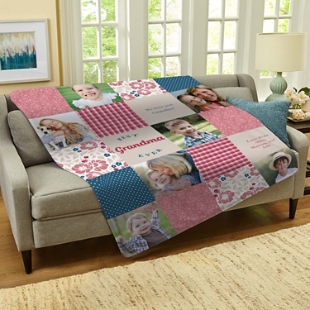 Patchwork Best Grandma Memories Photo Blanket