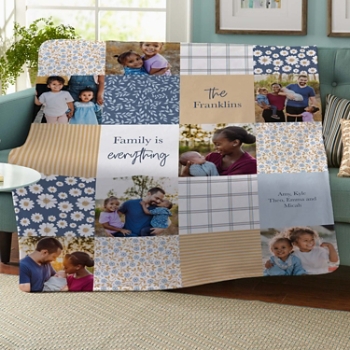 Patchwork Family Memories Photo Plush Blanket