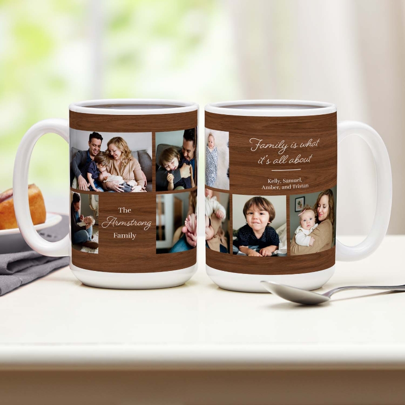 Rustic Wood Family Photo Mug | Personal Creations