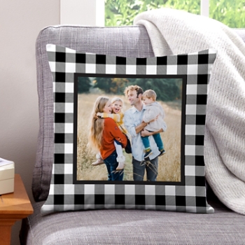 Checks With One Photo Throw Pillow