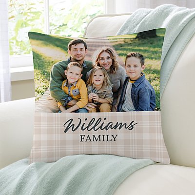 Family Full Photo Top Throw Pillow