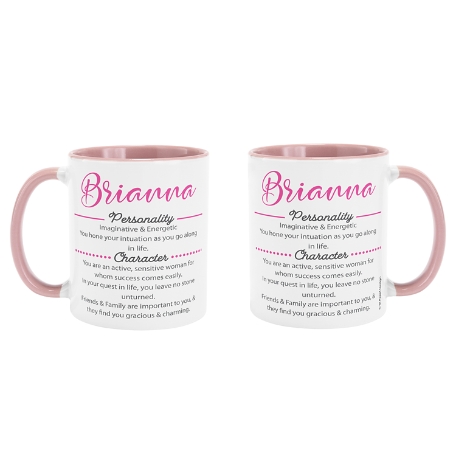 Name Meaning Mug - Pink-11oz Pink Handle