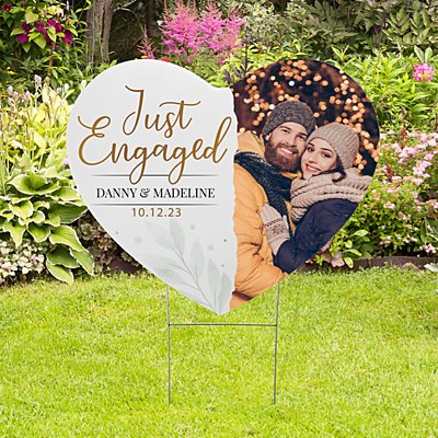 Just Engaged Heart Yard Sign