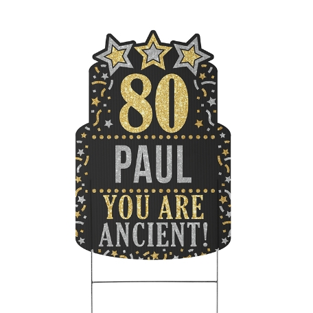Milestone Birthday Yard Sign - Gold/Silver - Large