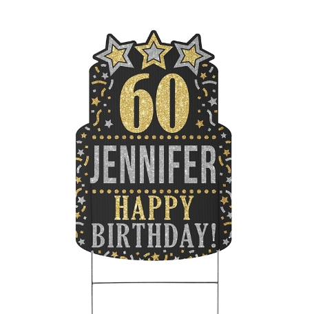 Milestone Birthday Yard Sign - Gold/Silver - Small