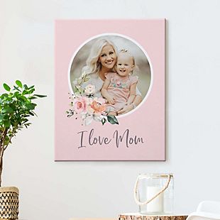 I Love Mom Floral Photo Canvas