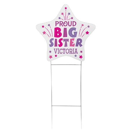 Proud Sibling Star Yard Sign - Big Sister- Small