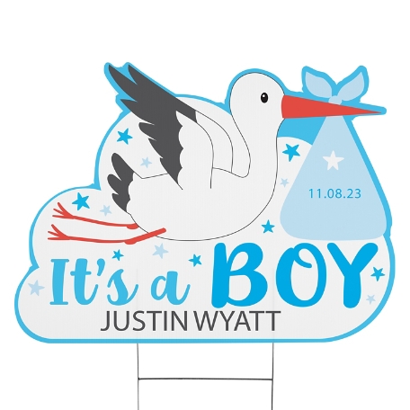 Stork Baby Yard Sign - Blue - Large