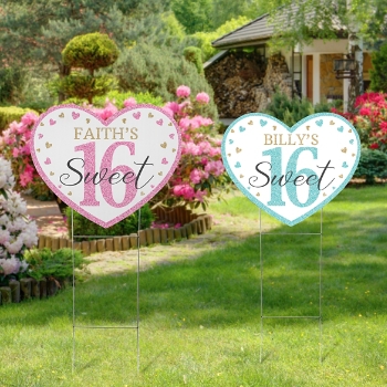 Sweet 16 Heart Yard Sign