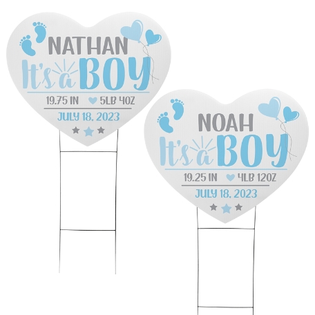 Welcome Home Baby Yard Sign - Blue Twins - Large