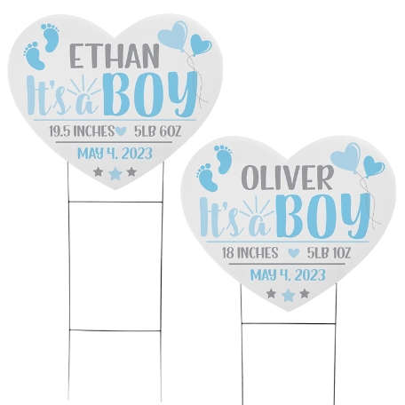 Welcome Home Baby Yard Sign - Blue Twins - Small