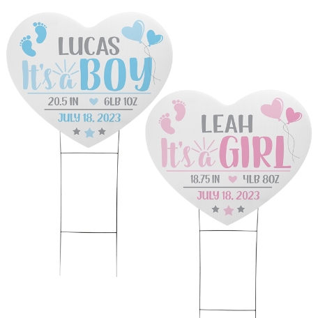 Welcome Home Baby Yard Sign - Blue & Pink Twins - Large