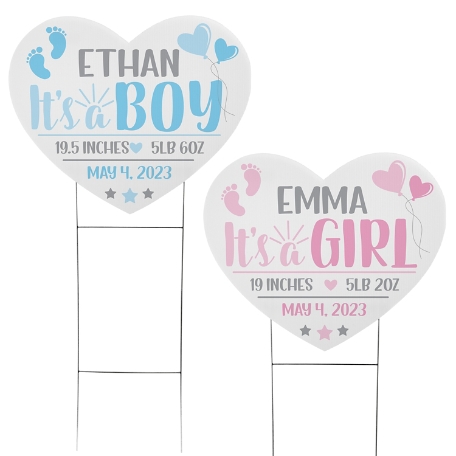 Welcome Home Baby Yard Sign - Blue & Pink Twins - Small