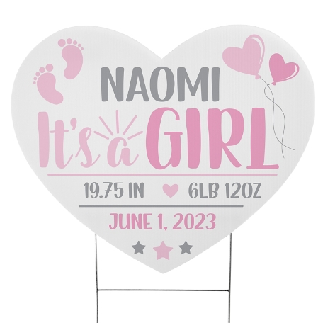 Welcome Home Baby Yard Sign - Pink - Large
