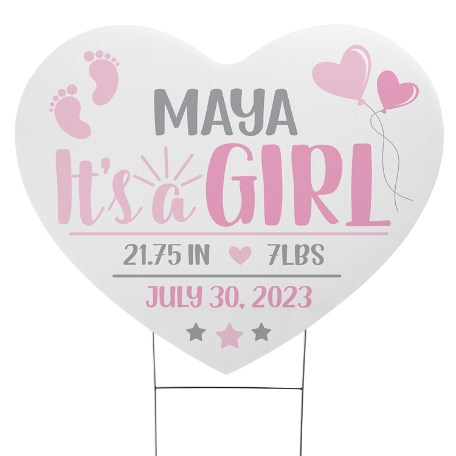 Welcome Home Baby Yard Sign - Pink - Small