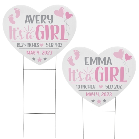 Welcome Home Baby Yard Sign - Pink Twins - Small