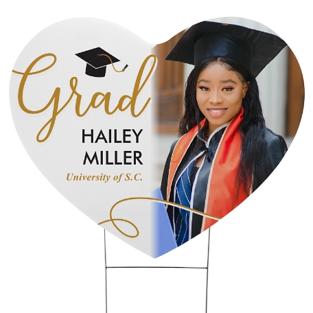 Love For Grad Photo Heart Yard Sign - Large