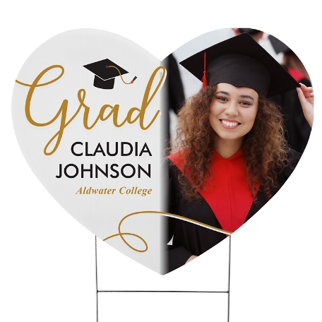 Love For Grad Photo Heart Yard Sign - Small