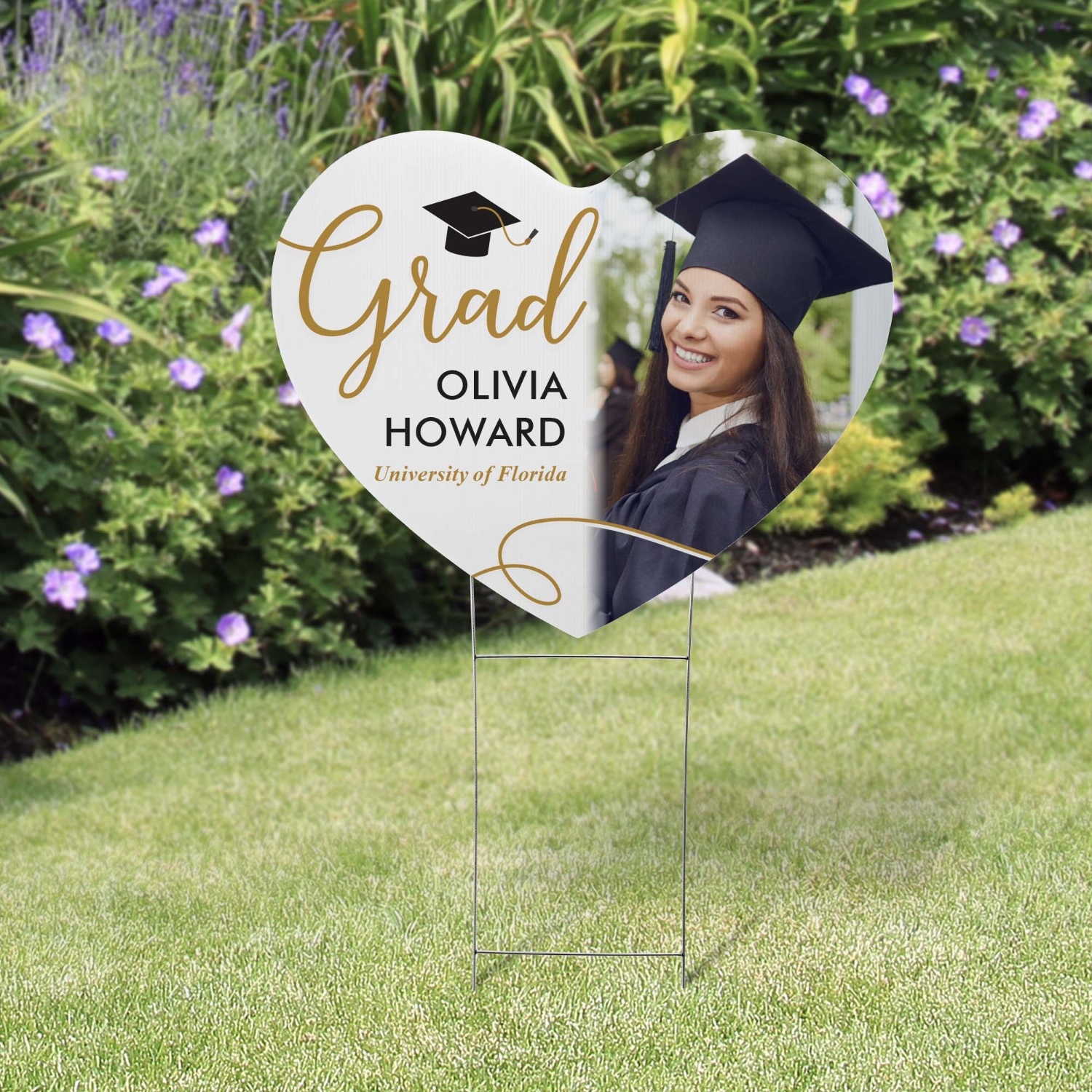 Love For Grad Photo Heart Yard Sign