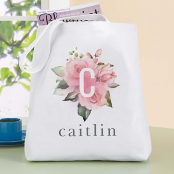 Floral Initial Tote