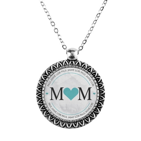 Her Little Loves Pendant - Heart - Teal