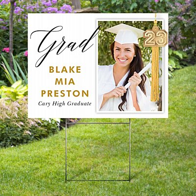 Hanging Tassel Graduation Photo Yard Sign