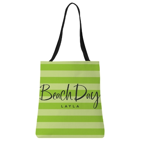 Beach Day Striped Tote Bag - Green