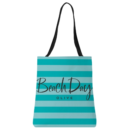 Beach Day Striped Tote Bag - Teal