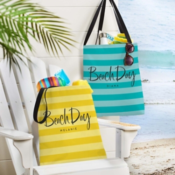 Beach Day Striped Tote Bag