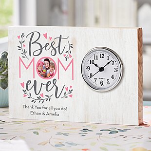 Best Mom Ever Photo Wood Clock
