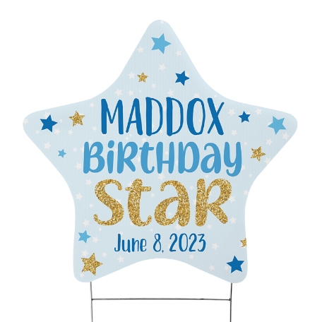 Birthday Star Yard Sign - Blue - Small