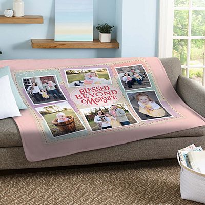 Blessed Beyond Measure Photo Collage Plush Blanket