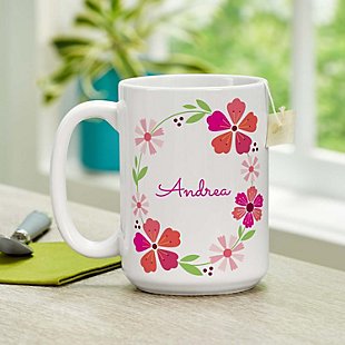 Bright Floral Name Mug