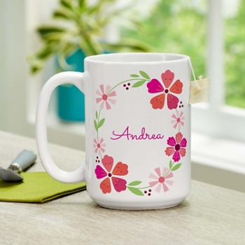 Bright Floral Name Mug