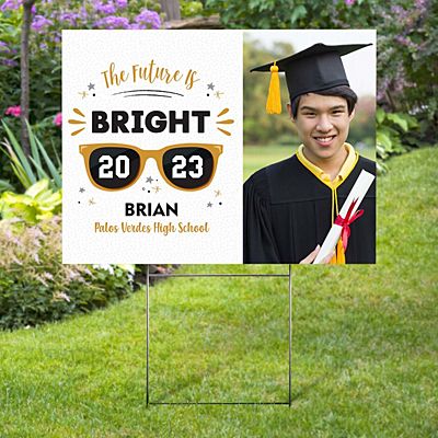 The Future is Bright Graduation Photo Yard Sign