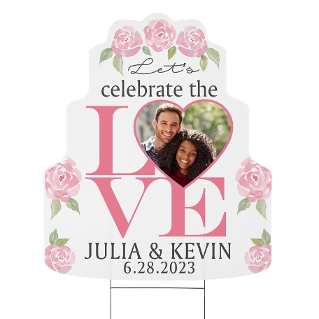 Celebrate Love Photo Cake Yard Sign - Large