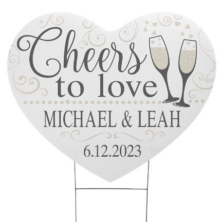 Cheers to Love Heart Yard Sign - Large