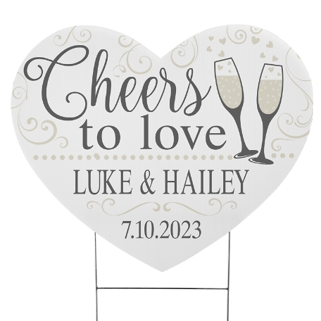 Cheers to Love Heart Yard Sign - Small