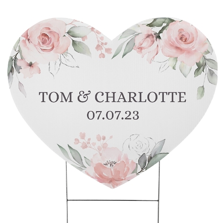 Floral Heart Yard Sign - Large