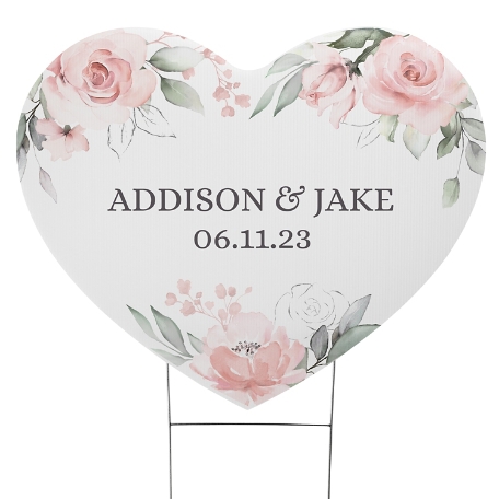 Floral Heart Yard Sign - Small