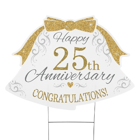 Happy Anniversary Bells Yard Sign - Gold - Large