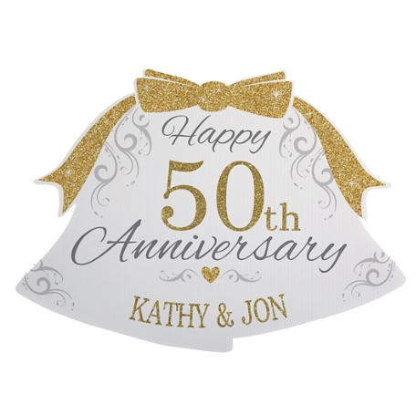 Happy Anniversary Bells Yard Sign - Gold - Small