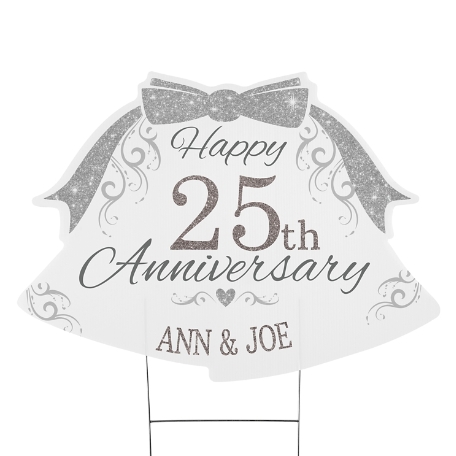 Anniversary Bells Yard Sign - Silver - Large