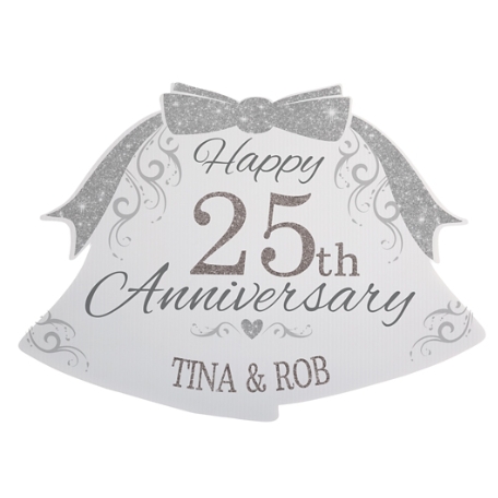 Anniversary Bells Yard Sign - Silver - Small