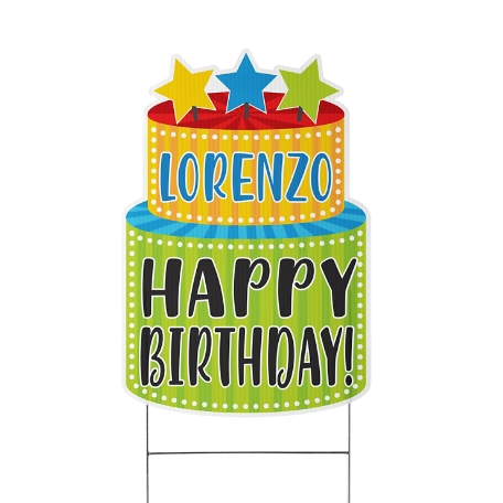 Happy Birthday Cake Yard Sign - Primary - Large