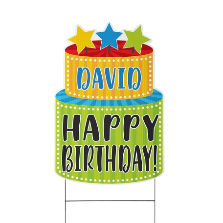 Happy Birthday Cake Yard Sign - Primary - Small