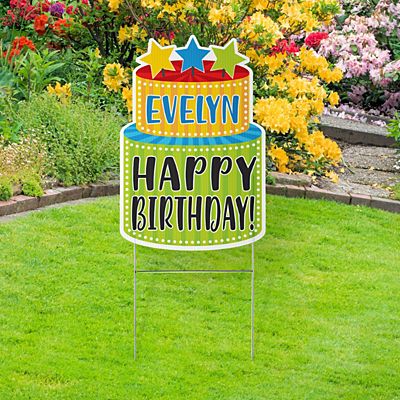 Happy Birthday Cake Yard Sign