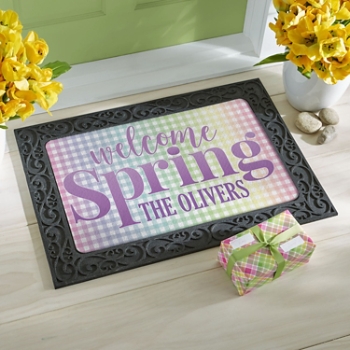 Rainbow Gingham Doormat
