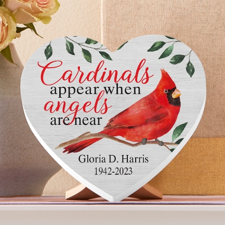 Cardinals Appear When Angels Are Near Wood Heart